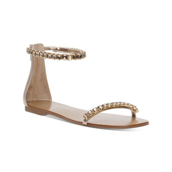 MATEO BY INC Womens Gold Embellished The Carmel Round Toe Sandals Shoes 5.5 M - Picture 1 of 4